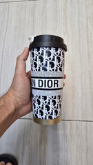 Christian Dior Oblique Travel Coffee Tumbler – Reusable Cup for Hot & Cold Drinks